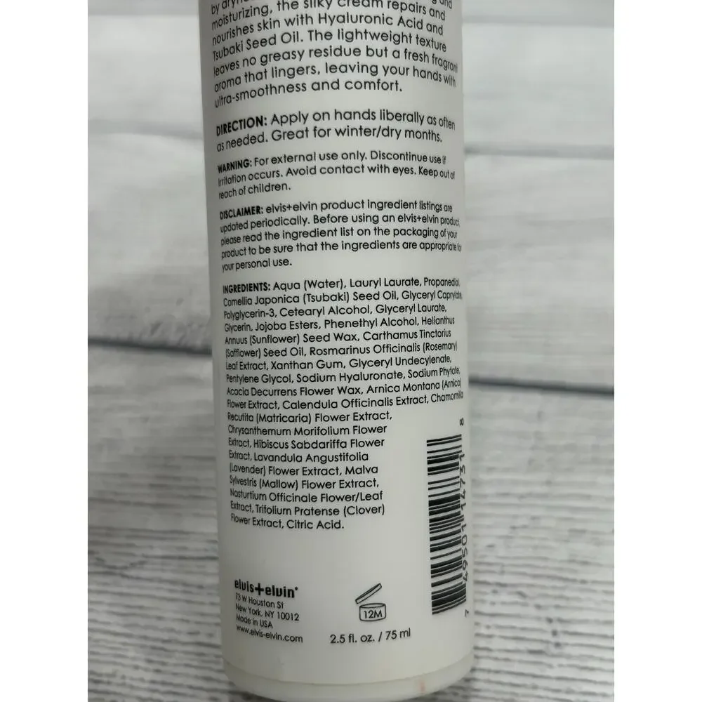 New Elvis + Elvin Soothing Deep Therapy‎ Hand Cream Unscented 75ml/2.5oz
